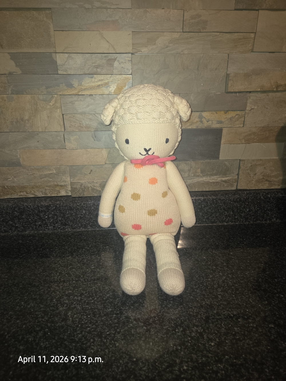 Cuddle + Kind Polka Dot Lamb Plush Toy with Pink Bow Large Size